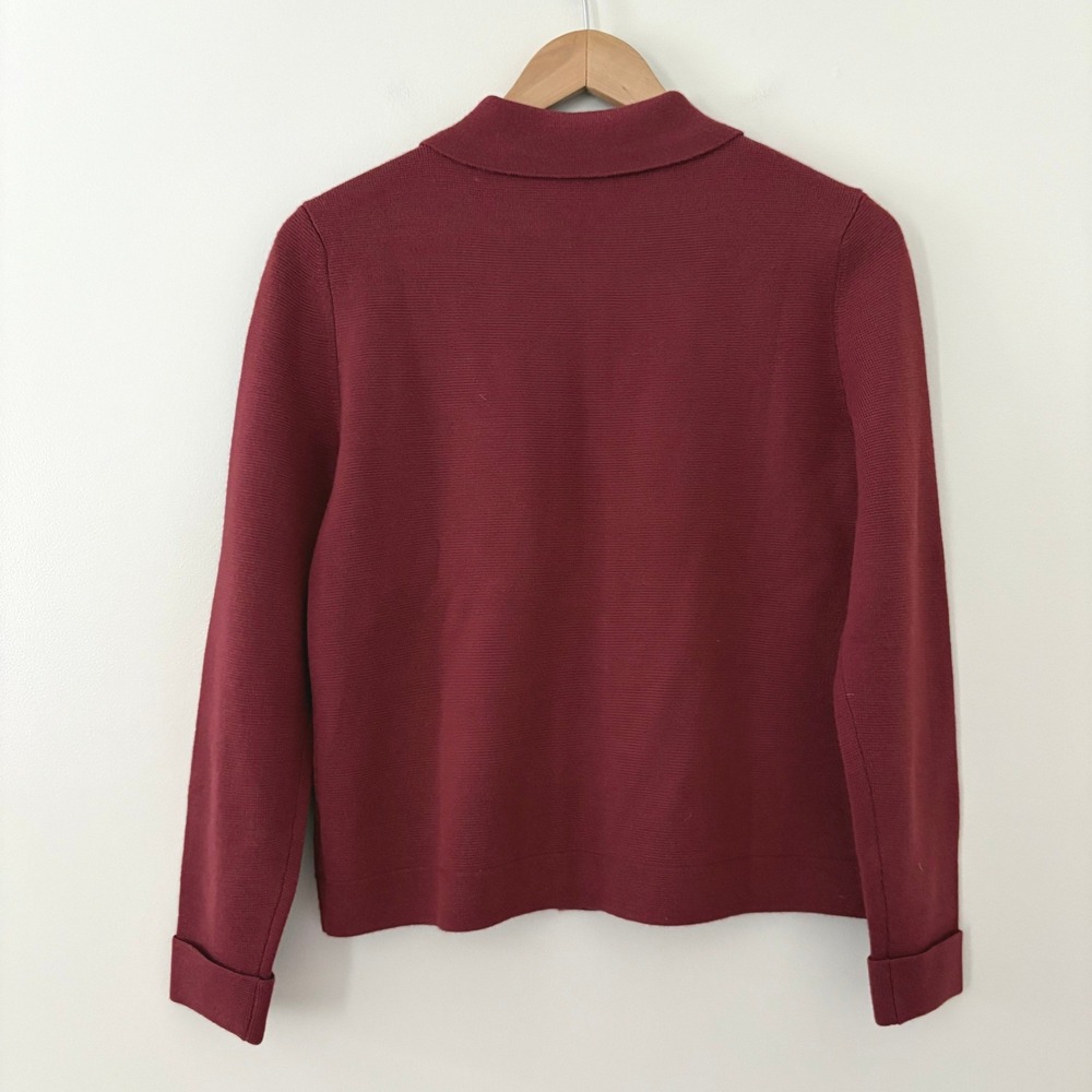 Talbots Cardigan Jacket S Burgundy Red Wool Blend Button Front Shacket Pocket - Picture 4 of 9